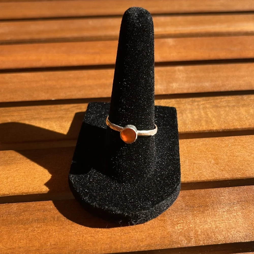 925 Faceted Carnelian Ring-NEW